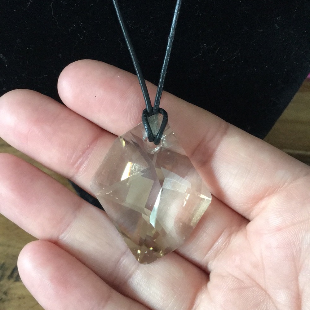 Sterling Leather Swarovski Elements Necklace - image 3